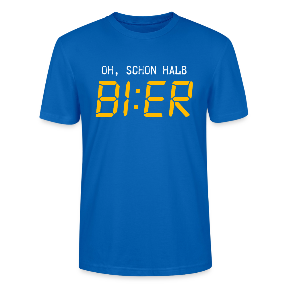Unisex Sprüche T-Shirt 'Oh, schon halb Bier' - Pfauenblau