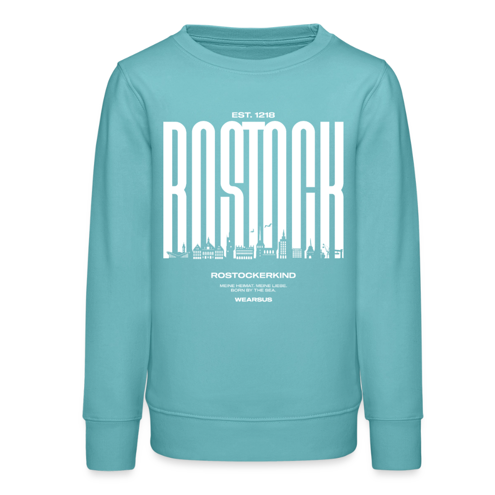 Rostock 'Rostockerkind' Bio Sweatshirt Kinder 9-13 Jahre Front Print - Pastelltürkis