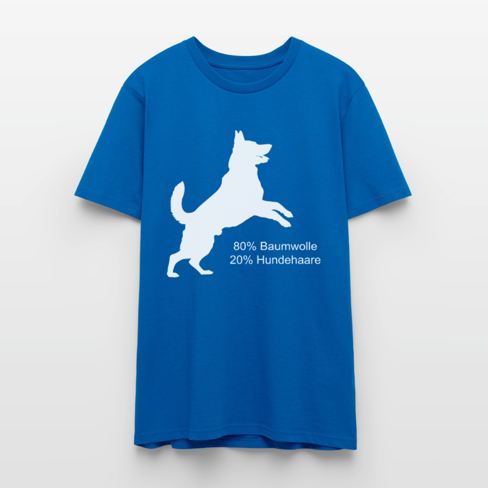 Unisex Sprüche T-Shirt '80% Baumwolle. 20% Hundehaare.' - Pfauenblau