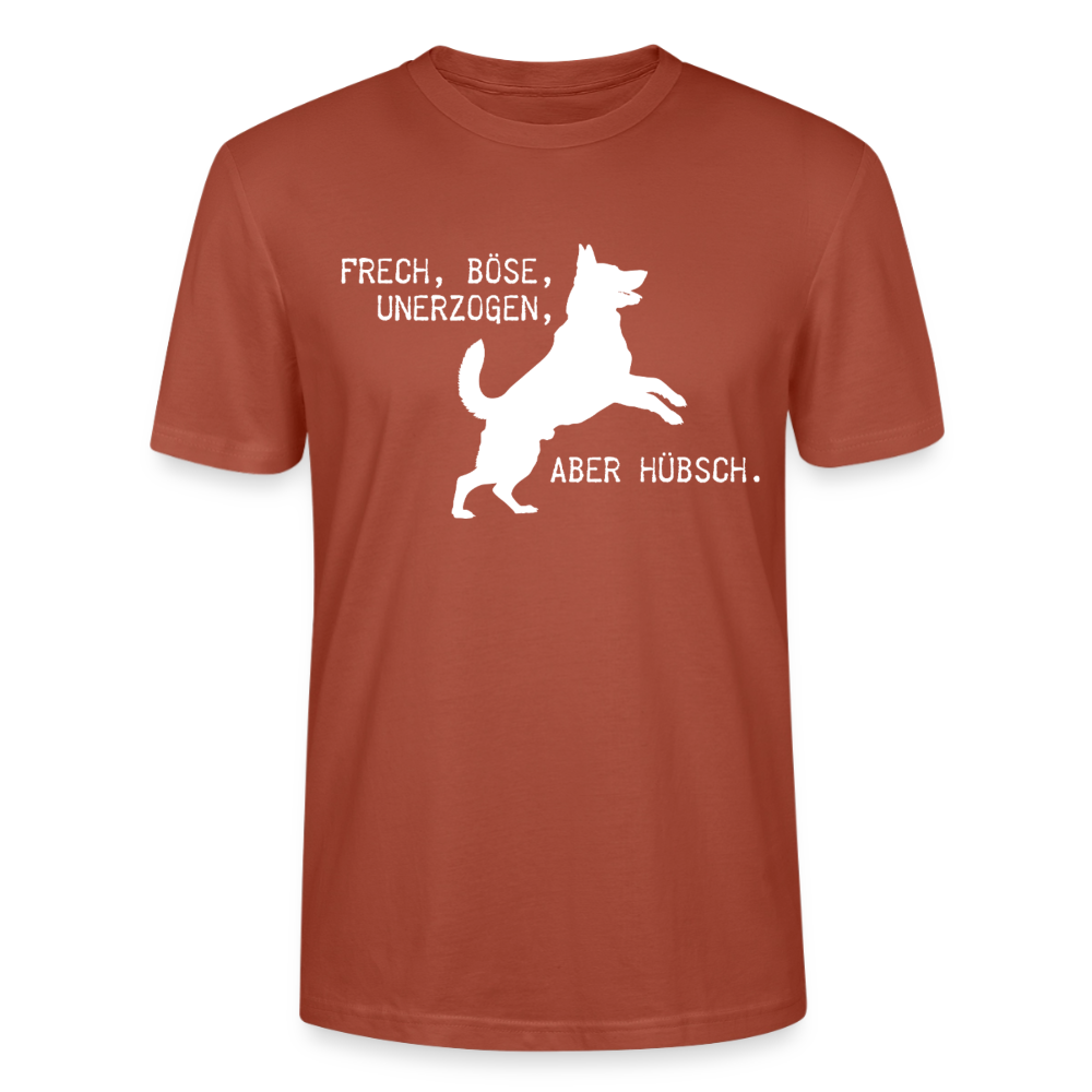 Unisex Sprüche T-Shirt 'Frech, böse, unerzogen, aber hübsch.' - Terrakotta