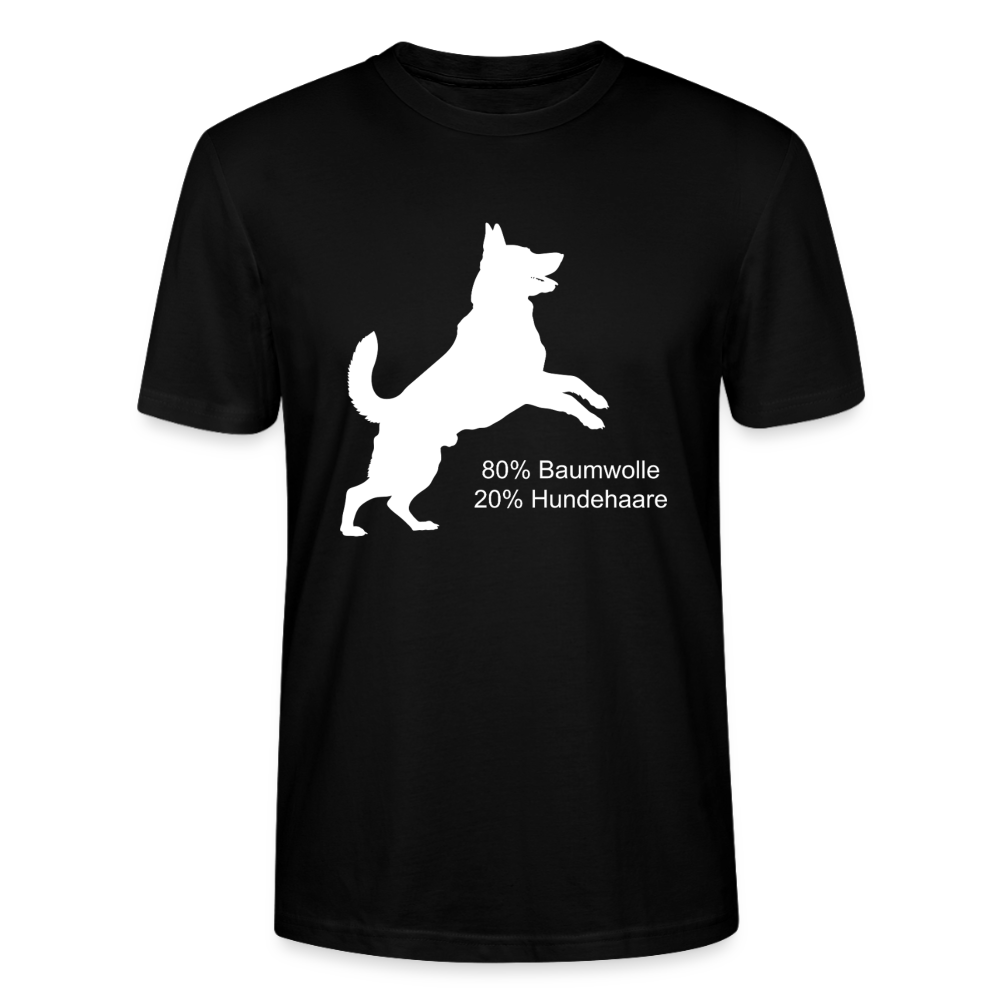 Unisex Sprüche T-Shirt '80% Baumwolle. 20% Hundehaare.' - Schwarz