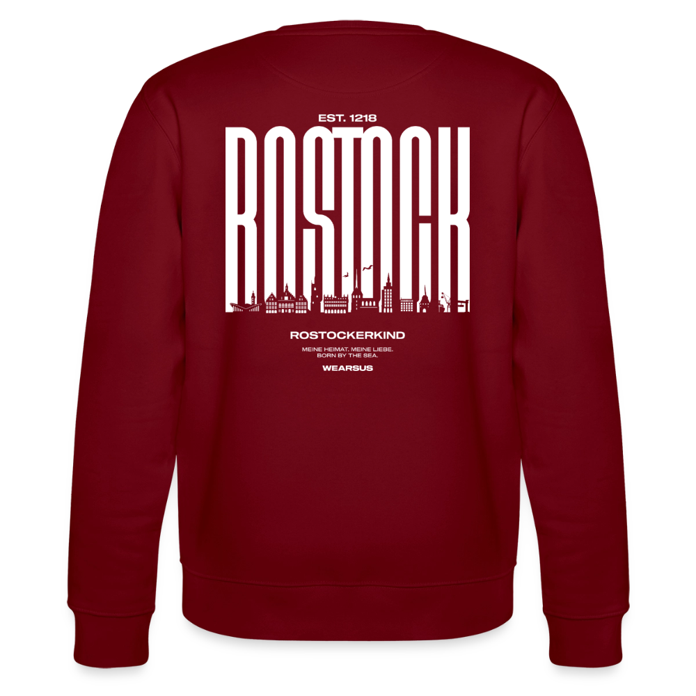 Rostock 'Rostockerkind' Bio Sweatshirt Unisex Back Print - Burgunderrot