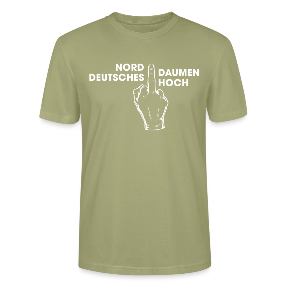 Unisex Sprüche T-Shirt 'Norddeutsches Daumen hoch' Fun Shirt - Nebelgrün