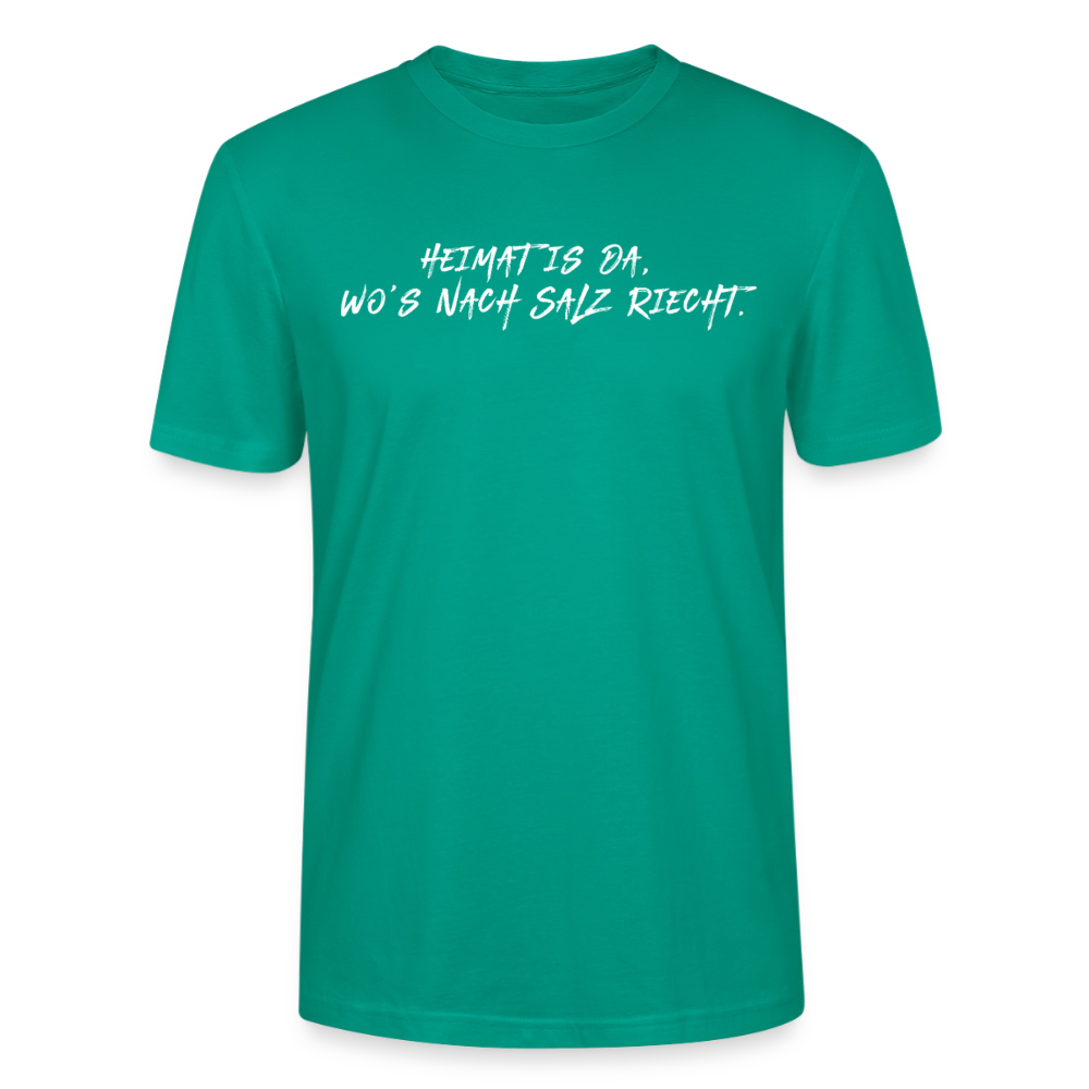 Unisex Sprüche T-Shirt ‘Heimat is da, wo’s nach Salz riecht.’ Fun Shirt - Blaugrün