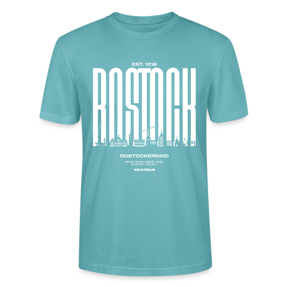 Rostock 'Rostockerkind' Bio T-Shirt Unisex Front Print Farbe - Pastelltürkis