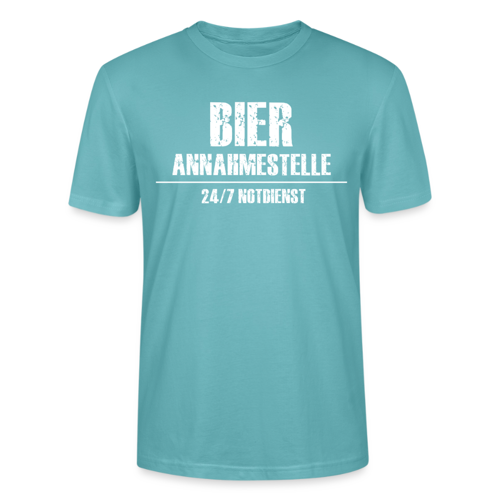 Unisex Sprüche T-Shirt 'Bier Annahmestelle 24/7 Notdienst' - Pastelltürkis
