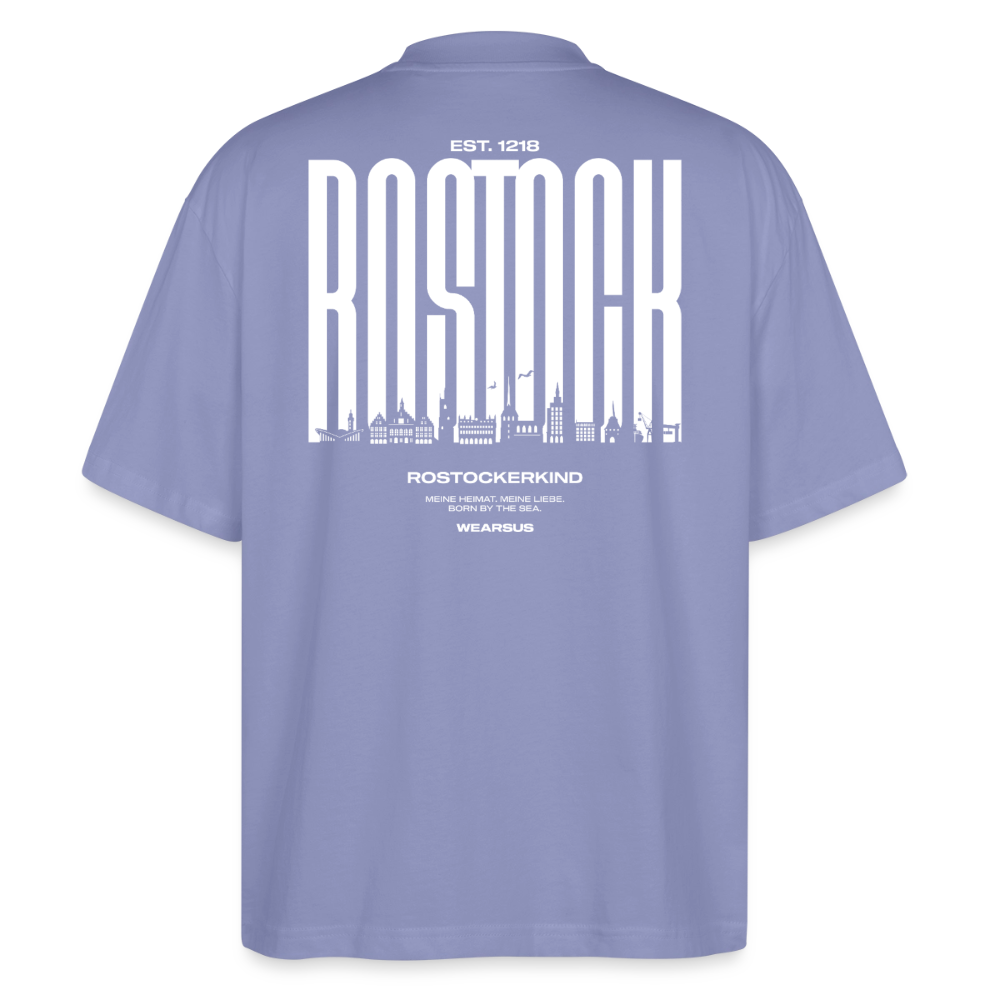 Rostock 'Rostockerkind' Bio Oversized T-Shirt Unisex Back Print Farbe - Violett