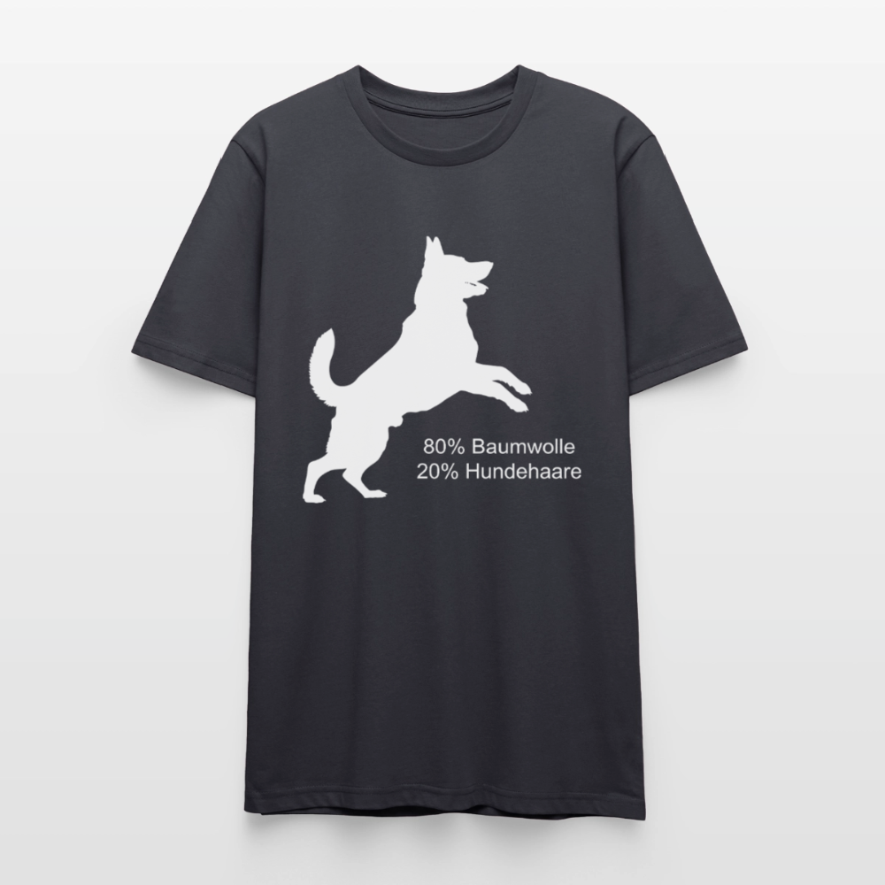 Unisex Sprüche T-Shirt '80% Baumwolle. 20% Hundehaare.' - Dunkles Graublau