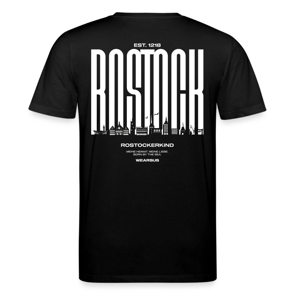 Rostock 'Rostockerkind' Bio T-Shirt Unisex Back Print Farbe 180 g/m² - Schwarz
