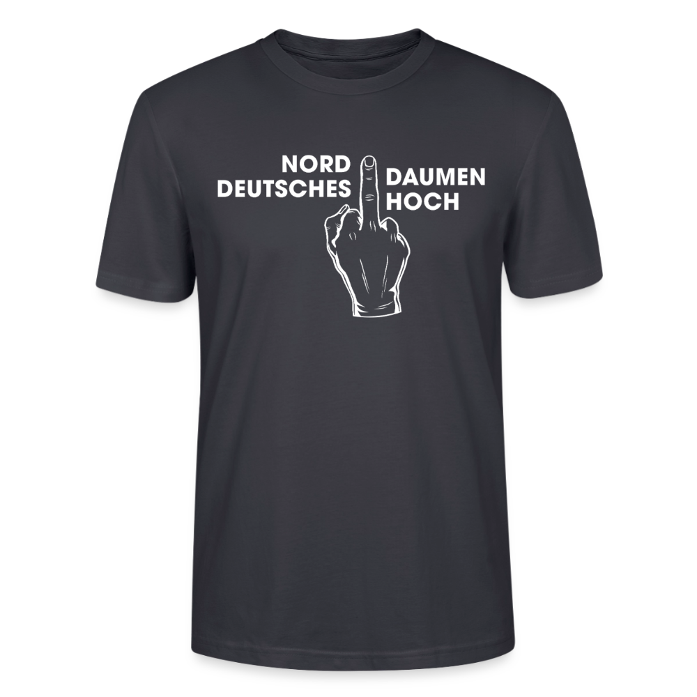 Unisex Sprüche T-Shirt 'Norddeutsches Daumen hoch' Fun Shirt - Dunkles Graublau