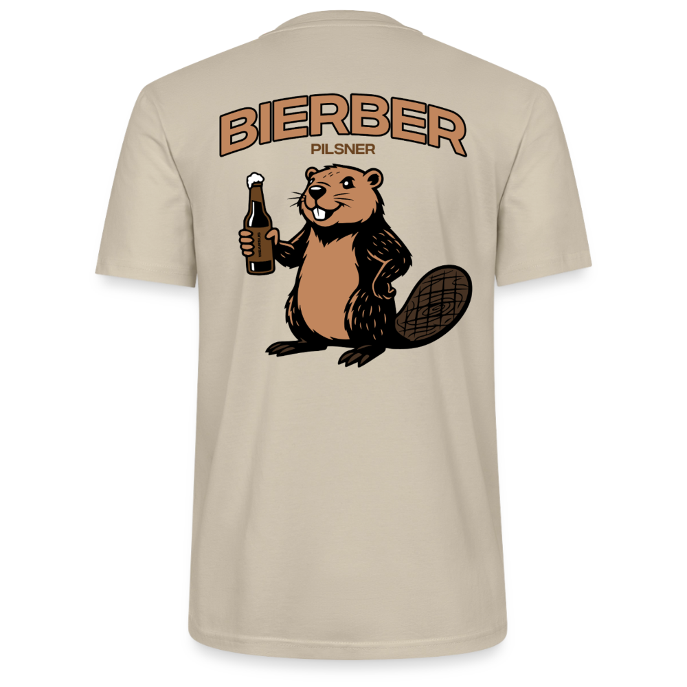 Unisex Sprüche T-Shirt 'Bierber Pilsner Biber' Backprint - Beige