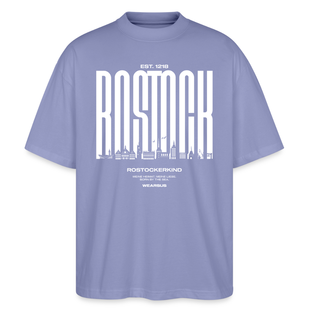 Rostock 'Rostockerkind' Bio Oversized T-Shirt Unisex Front Print Farbe - Violett