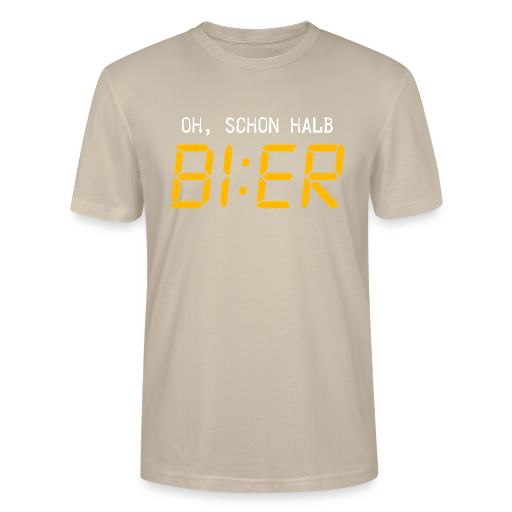 Unisex Sprüche T-Shirt 'Oh, schon halb Bier' - Beige