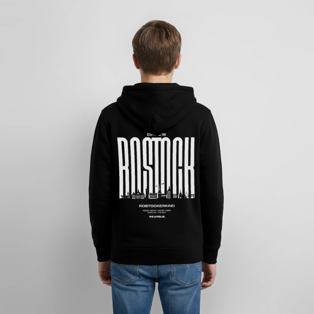Rostock 'Rostockerkind' Bio Hoodie Kinder 9-13 Jahre - Schwarz