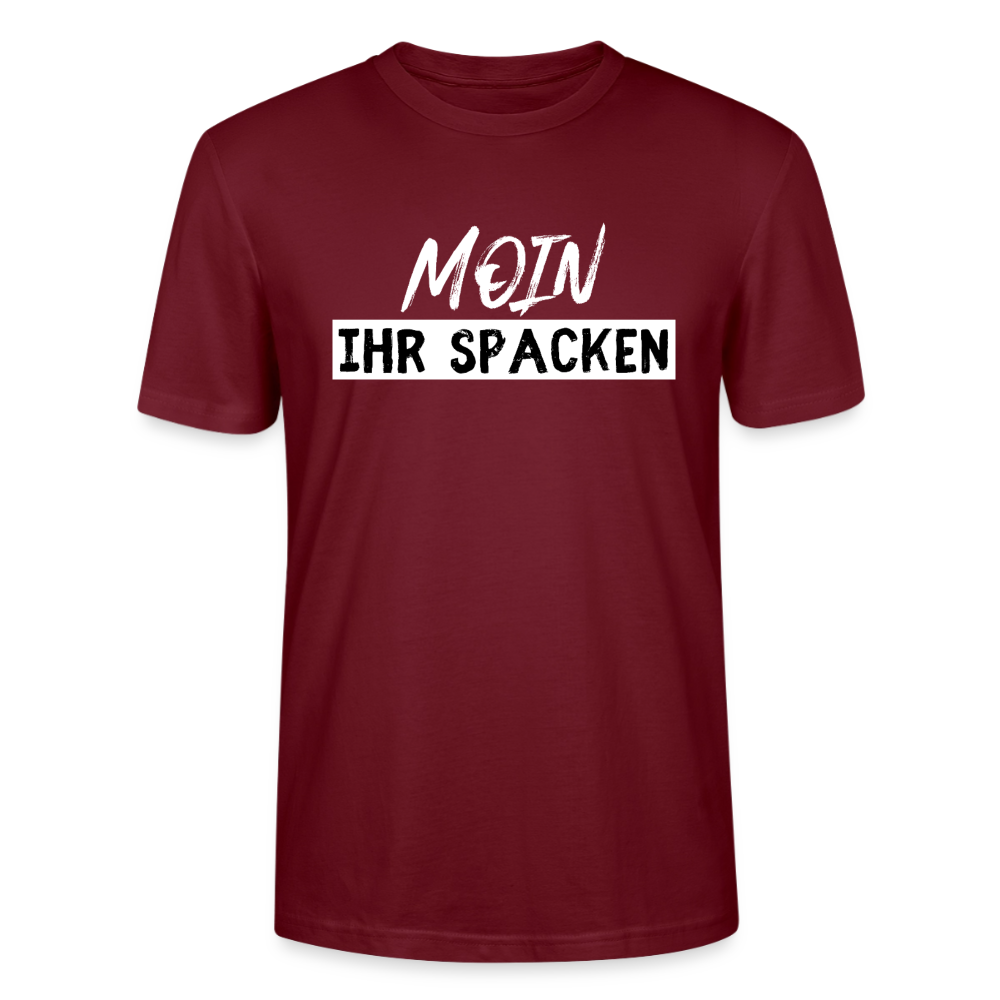 Unisex Sprüche T-Shirt 'Moin ihr Spacken' Fun Shirt - Burgunderrot