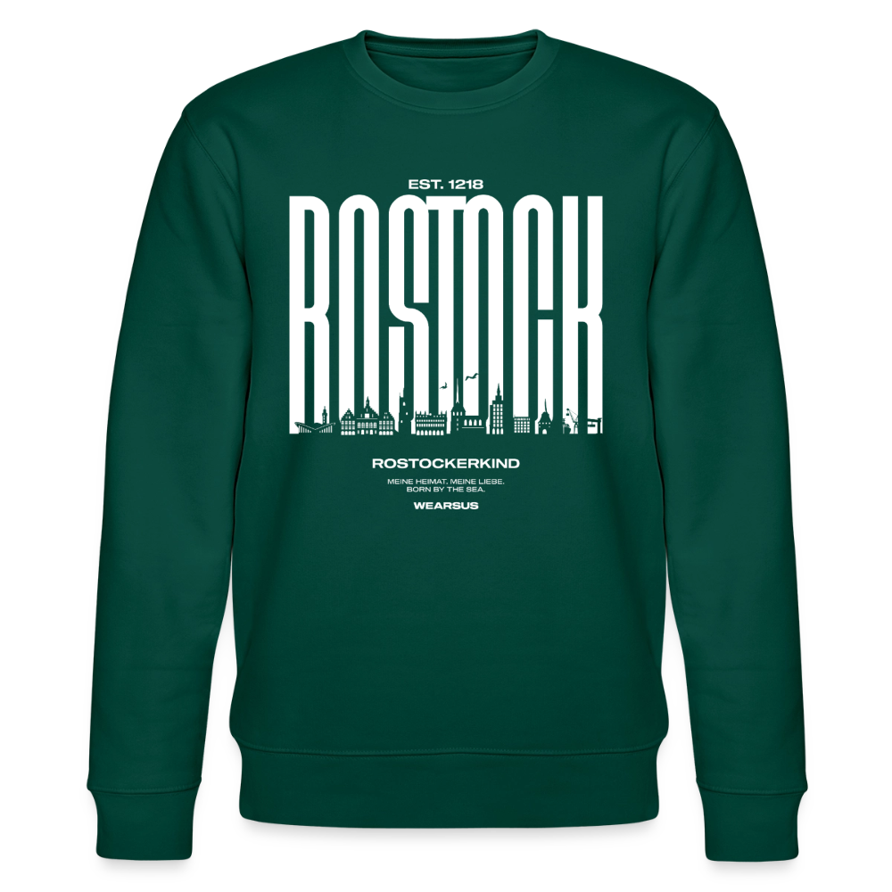 Rostock 'Rostockerkind' Bio Sweatshirt Unisex Front Print weiß - Forest