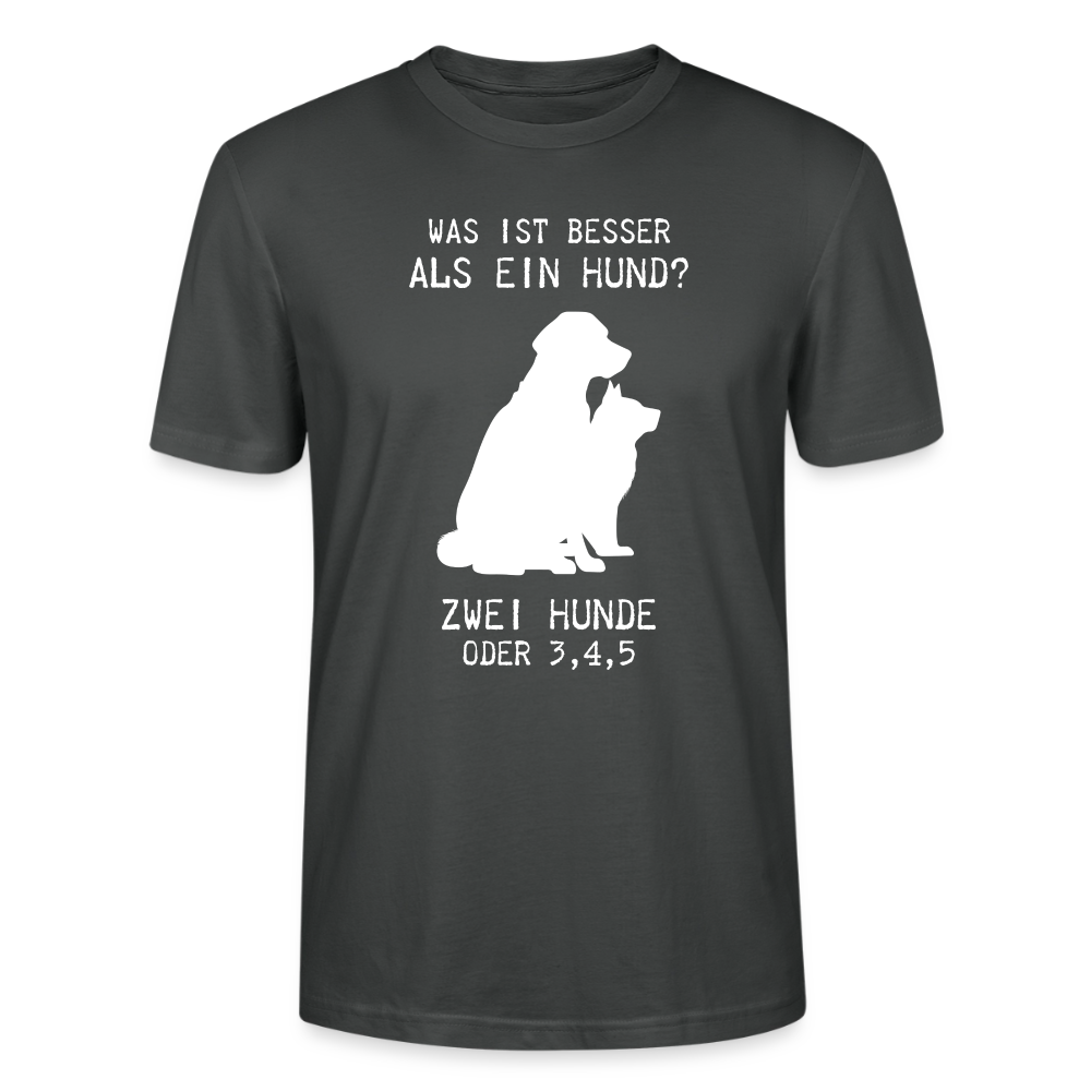 Unisex Sprüche T-Shirt 'Was ist besser als ein Hund? Zwei Hunde oder 3,4,5' - Anthrazit