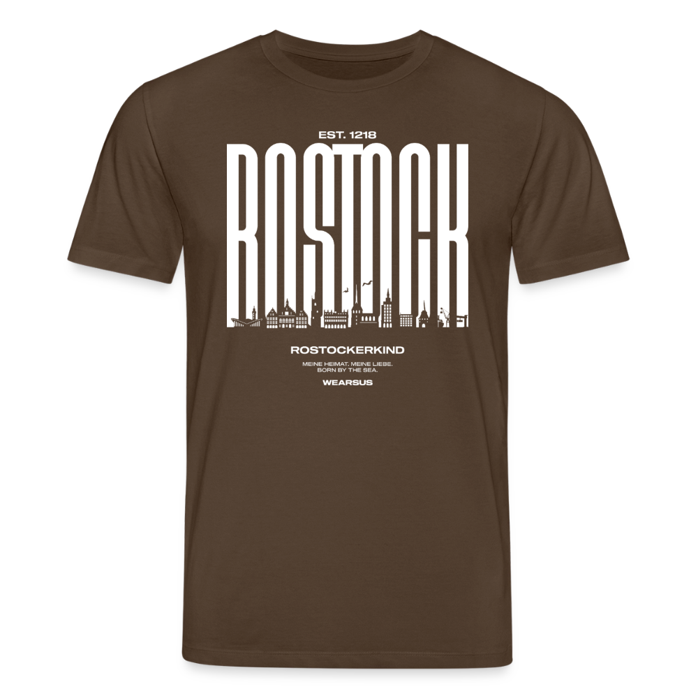 Rostock 'Rostockerkind' Bio T-Shirt Unisex Front Print Farbe 180 g/m² - Dunkelbraun