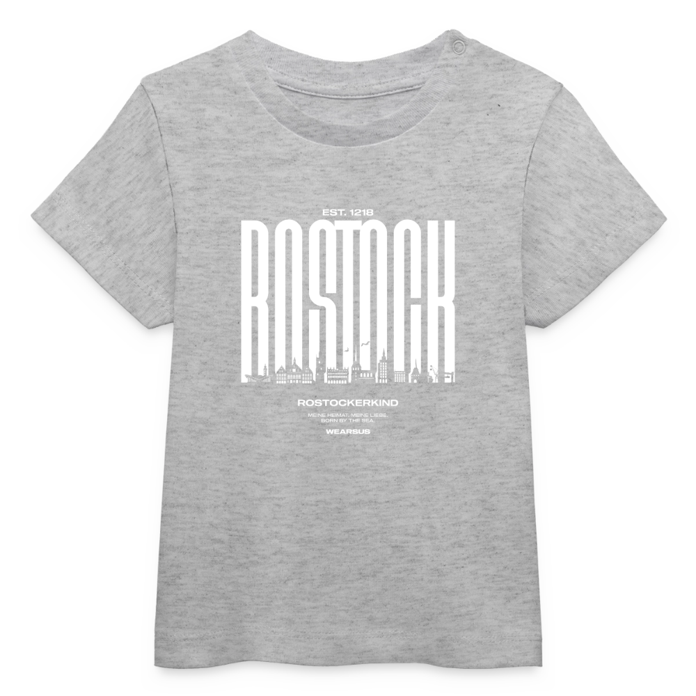 Rostock 'Rostockerkind' Bio T-Shirt Babys Front Print Farbe - Grau meliert