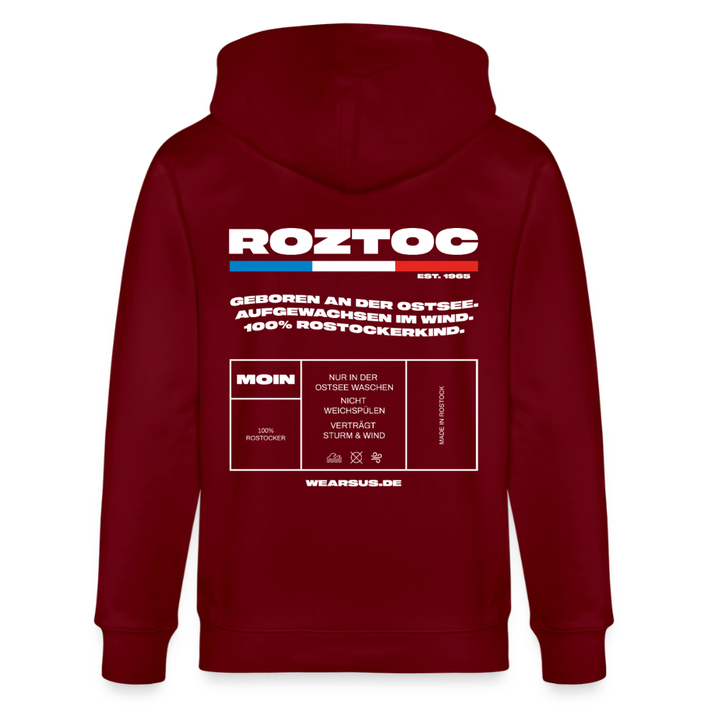 Rostock 'ROZTOC' Edition Bio Zip Hoodie Herren - Burgunderrot