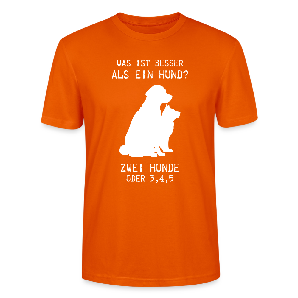 Unisex Sprüche T-Shirt 'Was ist besser als ein Hund? Zwei Hunde oder 3,4,5' - Tieforange