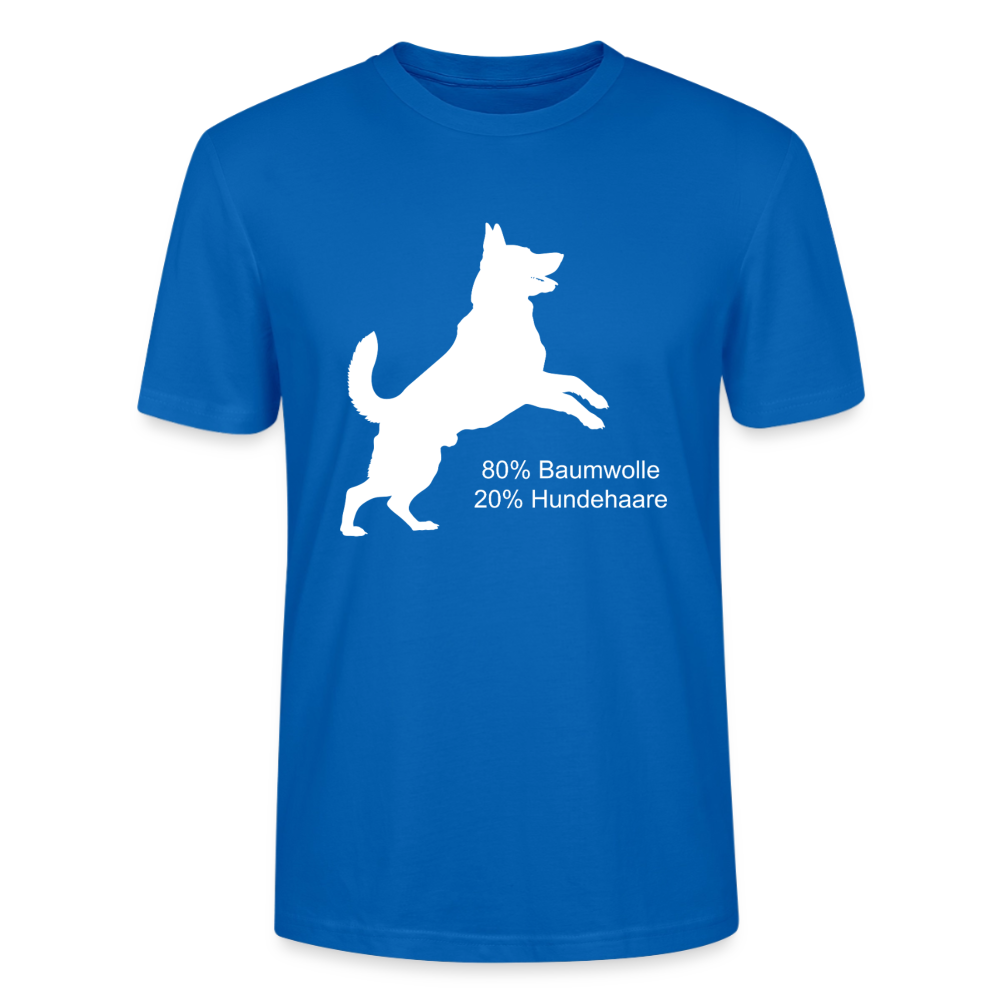 Unisex Sprüche T-Shirt '80% Baumwolle. 20% Hundehaare.' - Pfauenblau