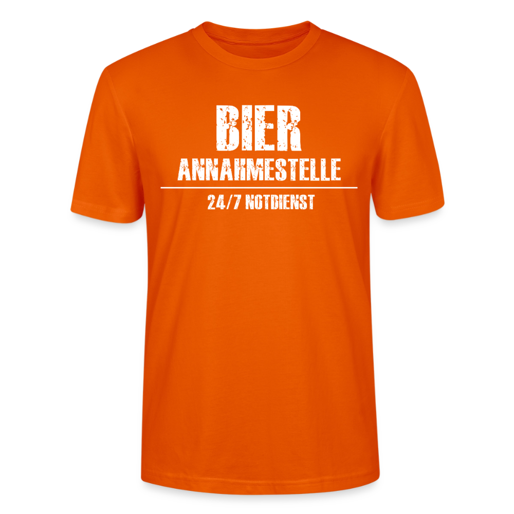 Unisex Sprüche T-Shirt 'Bier Annahmestelle 24/7 Notdienst' - Tieforange