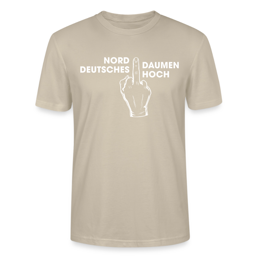 Unisex Sprüche T-Shirt 'Norddeutsches Daumen hoch' Fun Shirt - Beige