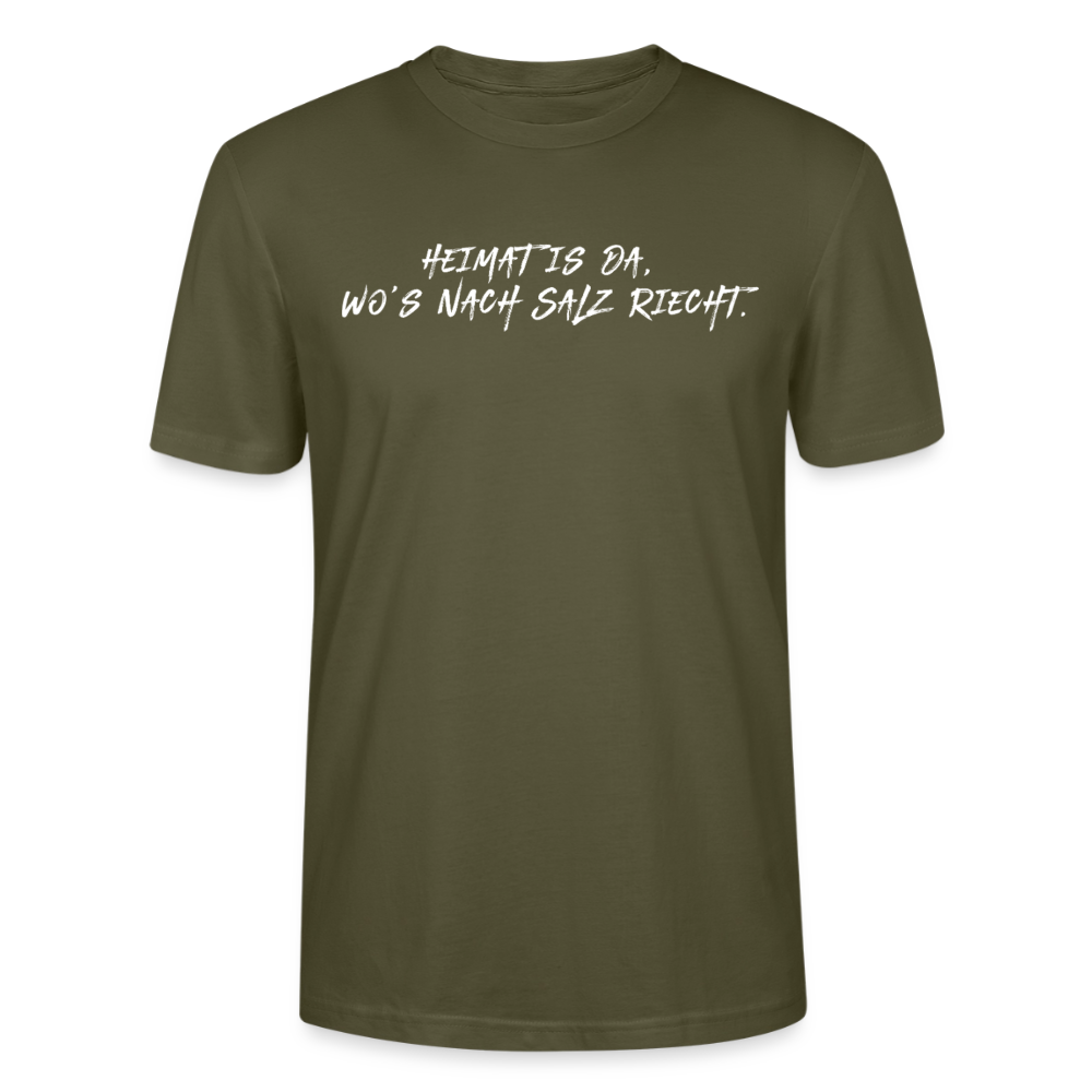 Unisex Sprüche T-Shirt ‘Heimat is da, wo’s nach Salz riecht.’ Fun Shirt - Khaki