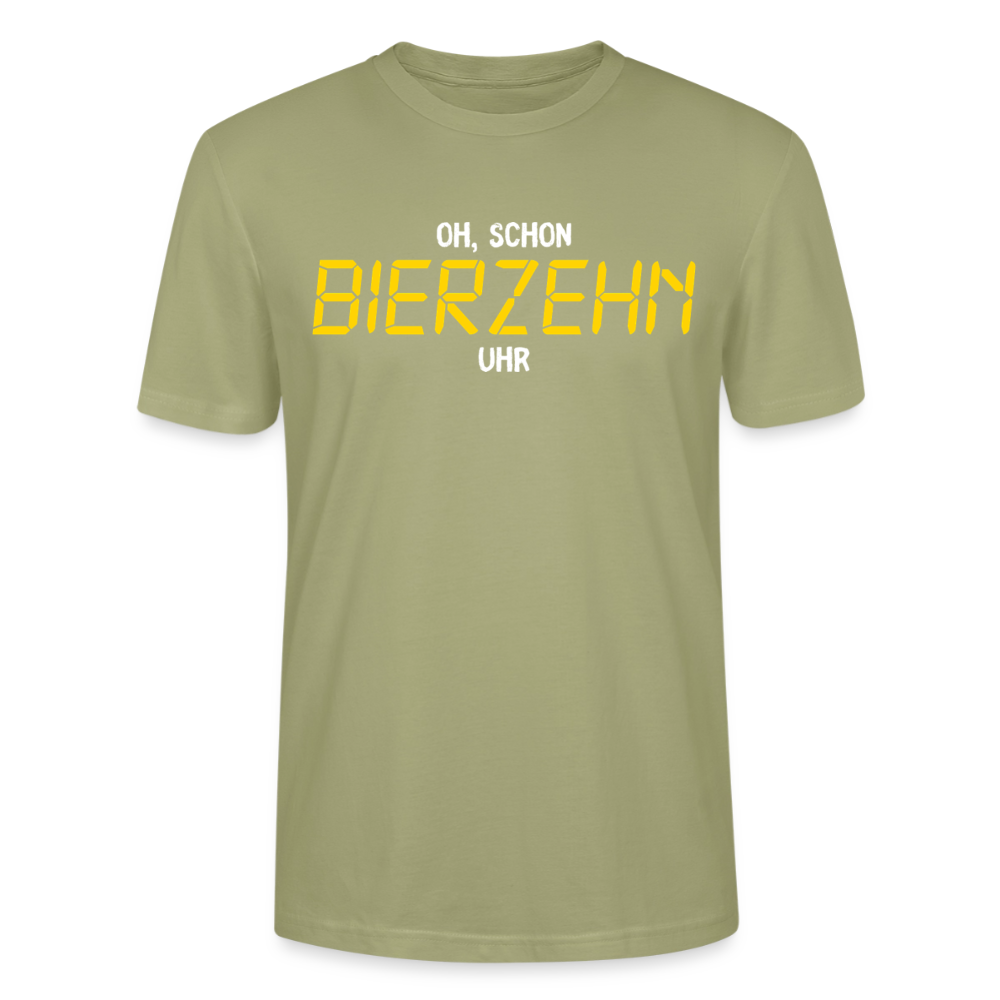 Unisex Sprüche T-Shirt 'Oh, schon Bierzehn Uhr' - Nebelgrün