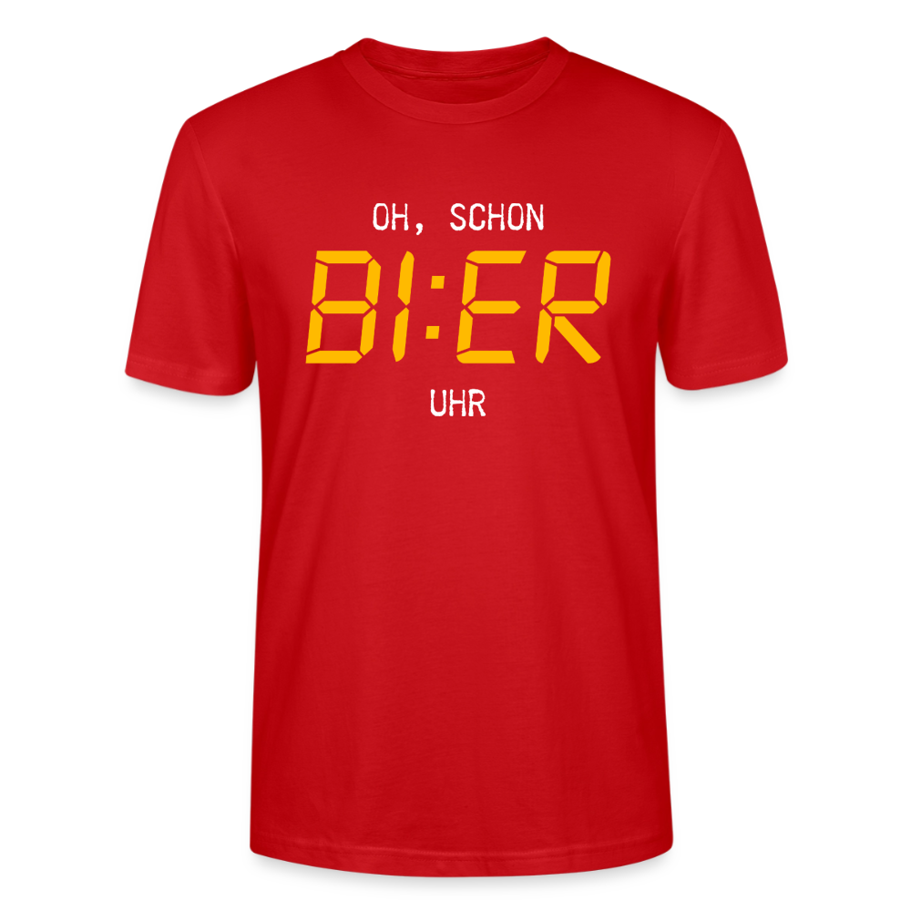 Unisex Sprüche T-Shirt 'Oh, schon Bier Uhr' - Rot