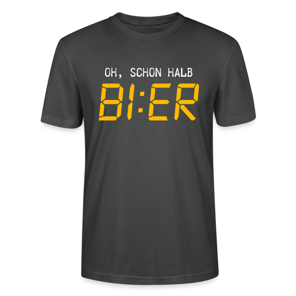 Unisex Sprüche T-Shirt 'Oh, schon halb Bier' - Anthrazit