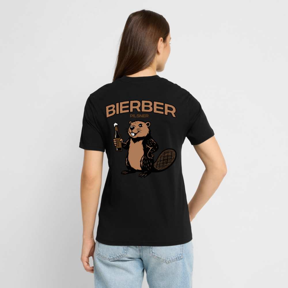 Unisex Sprüche T-Shirt 'Bierber Pilsner Biber' Backprint - Schwarz