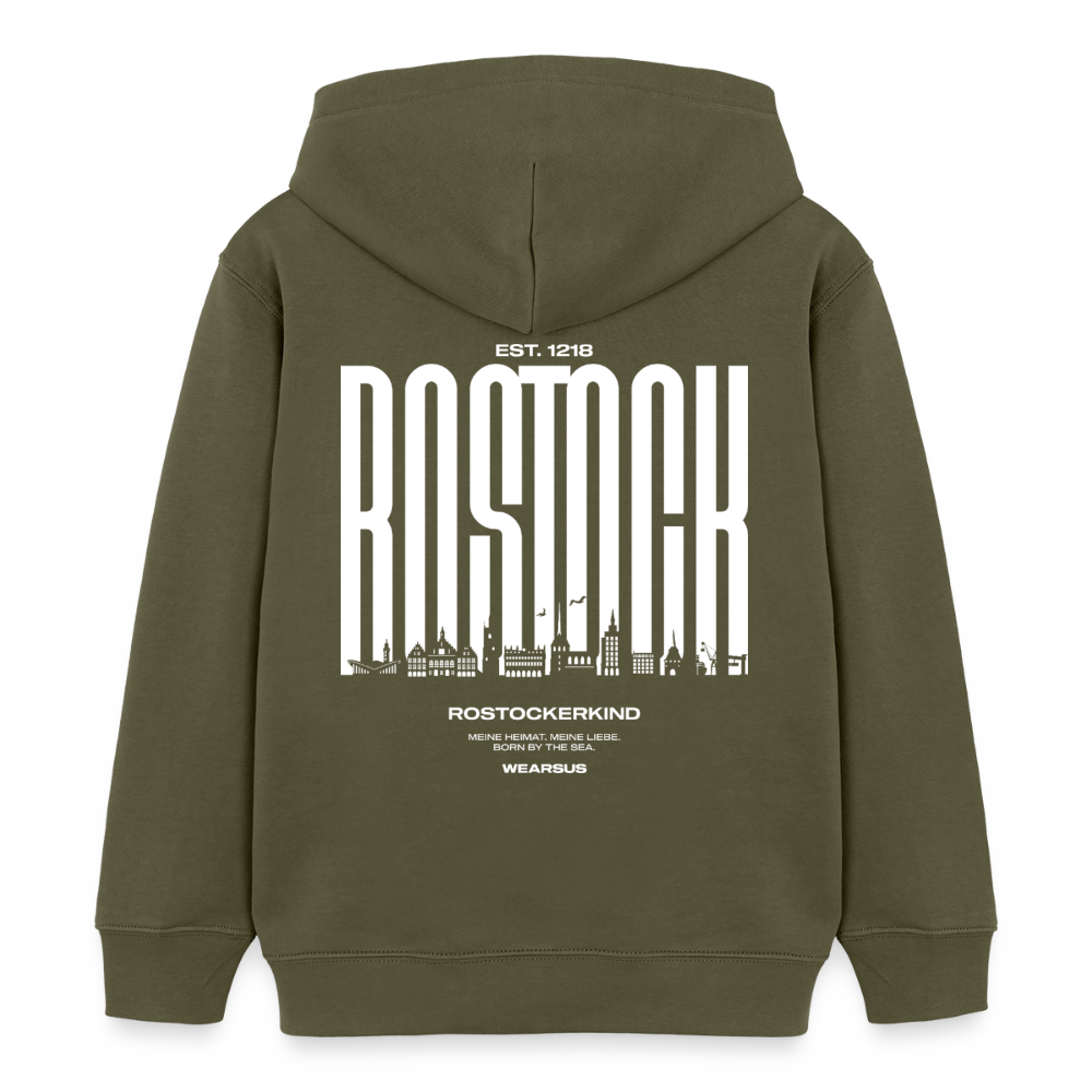 Rostock 'Rostockerkind' Bio Sweatshirt Kinder 3-8 Jahre Front Print - Khaki