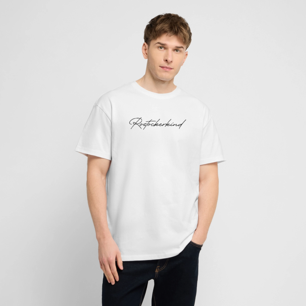 Rostock 'Rostockerkind' Signature Bio Oversized T-Shirt Unisex Frontprint schwarz - Weiß