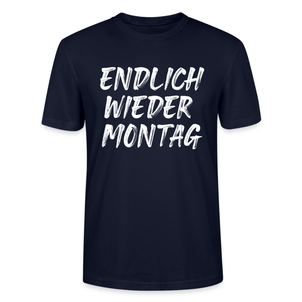 Unisex Sprüche T-Shirt 'Endlich wieder Montag' - Navy
