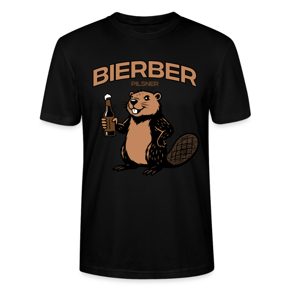 Unisex Sprüche T-Shirt 'Bierber Pilsner' Frontprint - Schwarz