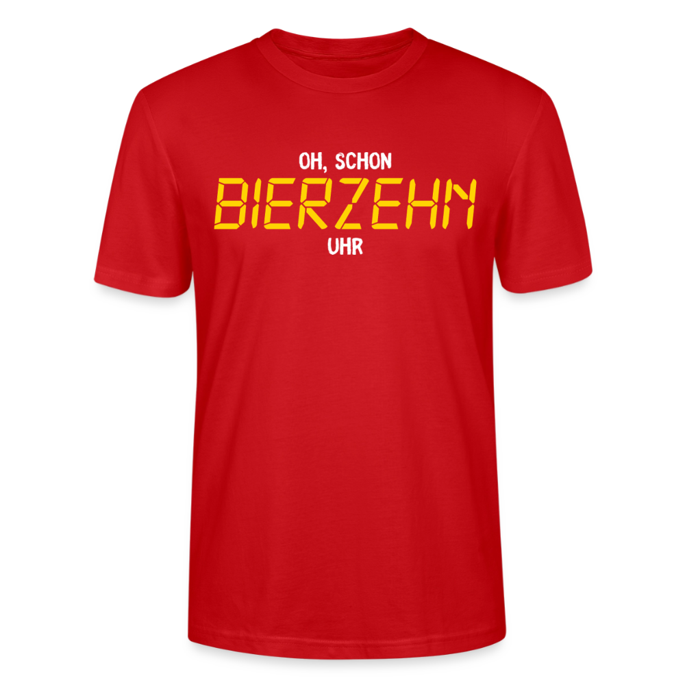 Unisex Sprüche T-Shirt 'Oh, schon Bierzehn Uhr' - Rot