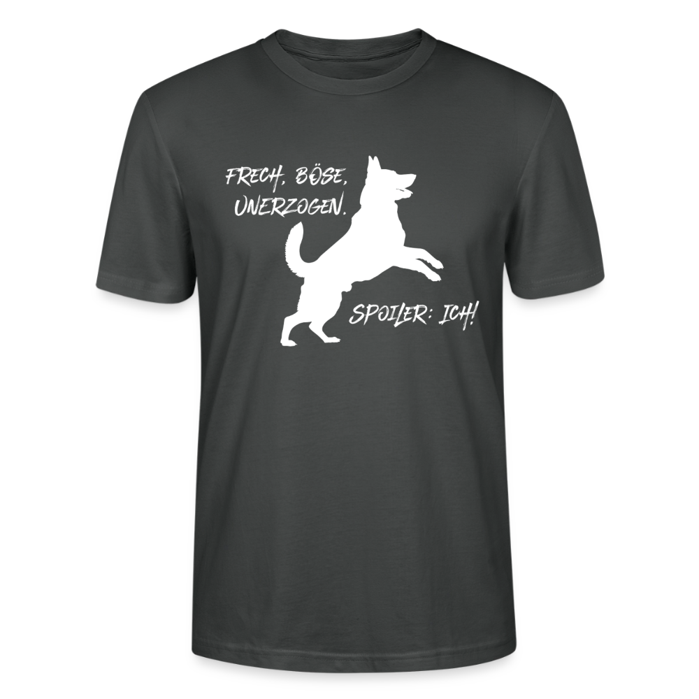 Unisex Sprüche T-Shirt 'Frech, böse, unerzogen. Spoiler: Ich!' - Anthrazit