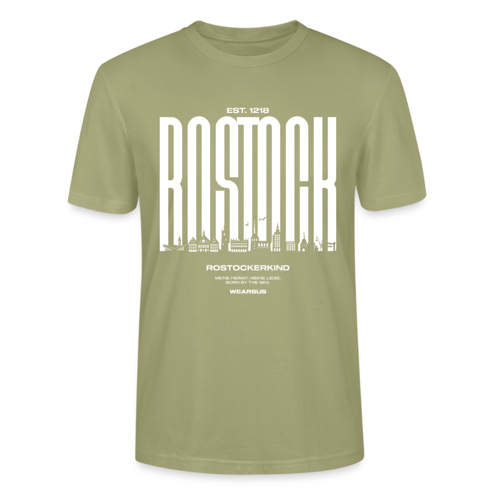 Rostock 'Rostockerkind' Bio T-Shirt Unisex Front Print Farbe - Nebelgrün