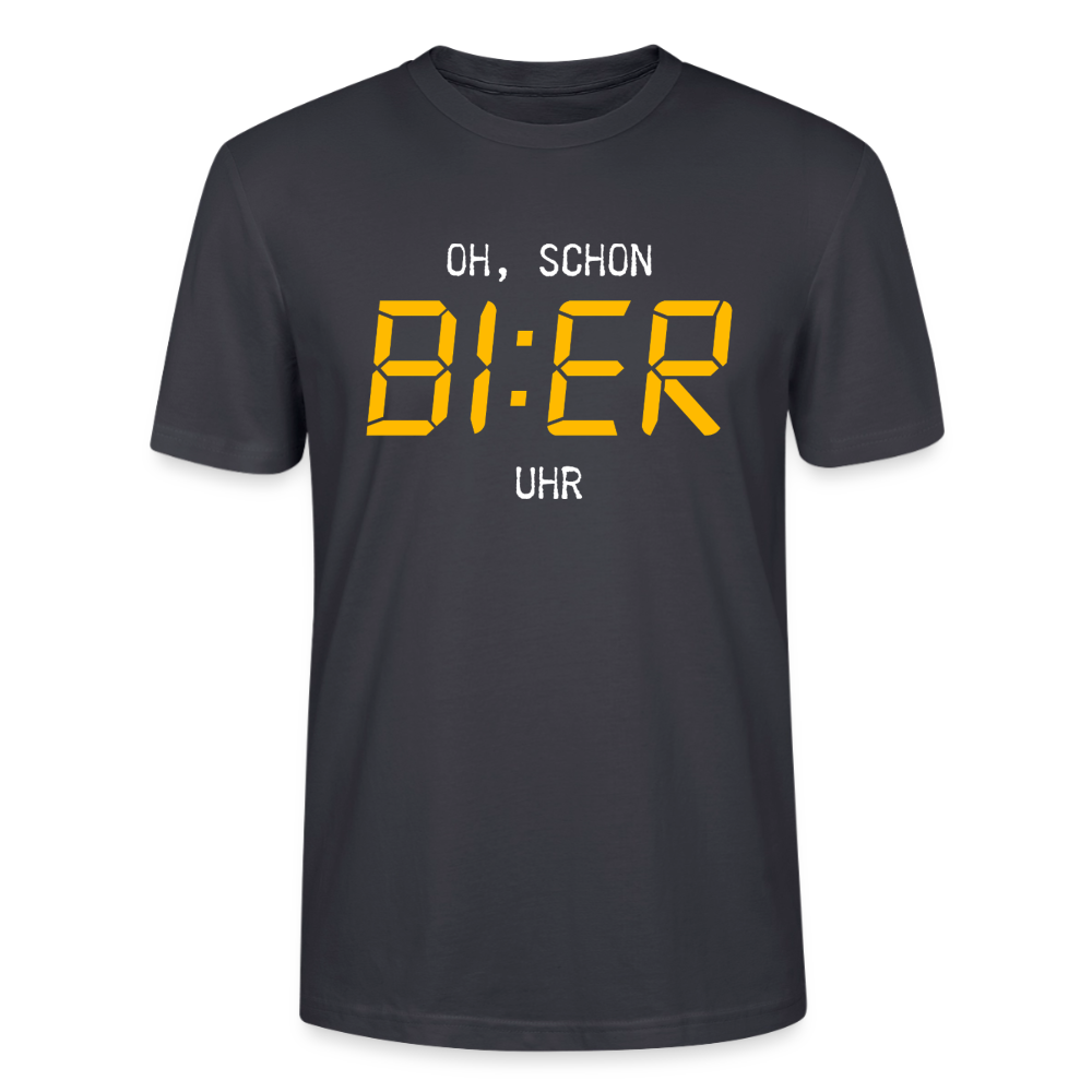 Unisex Sprüche T-Shirt 'Oh, schon Bier Uhr' - Dunkles Graublau