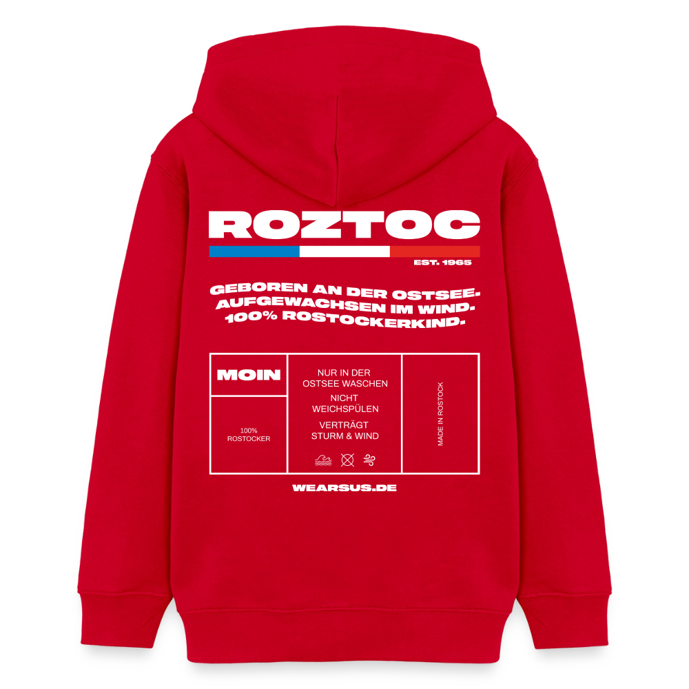 Rostock 'ROZTOC' Edition Bio Zip Hoodie Kinder 9-13 Jahre Farbe - Rot