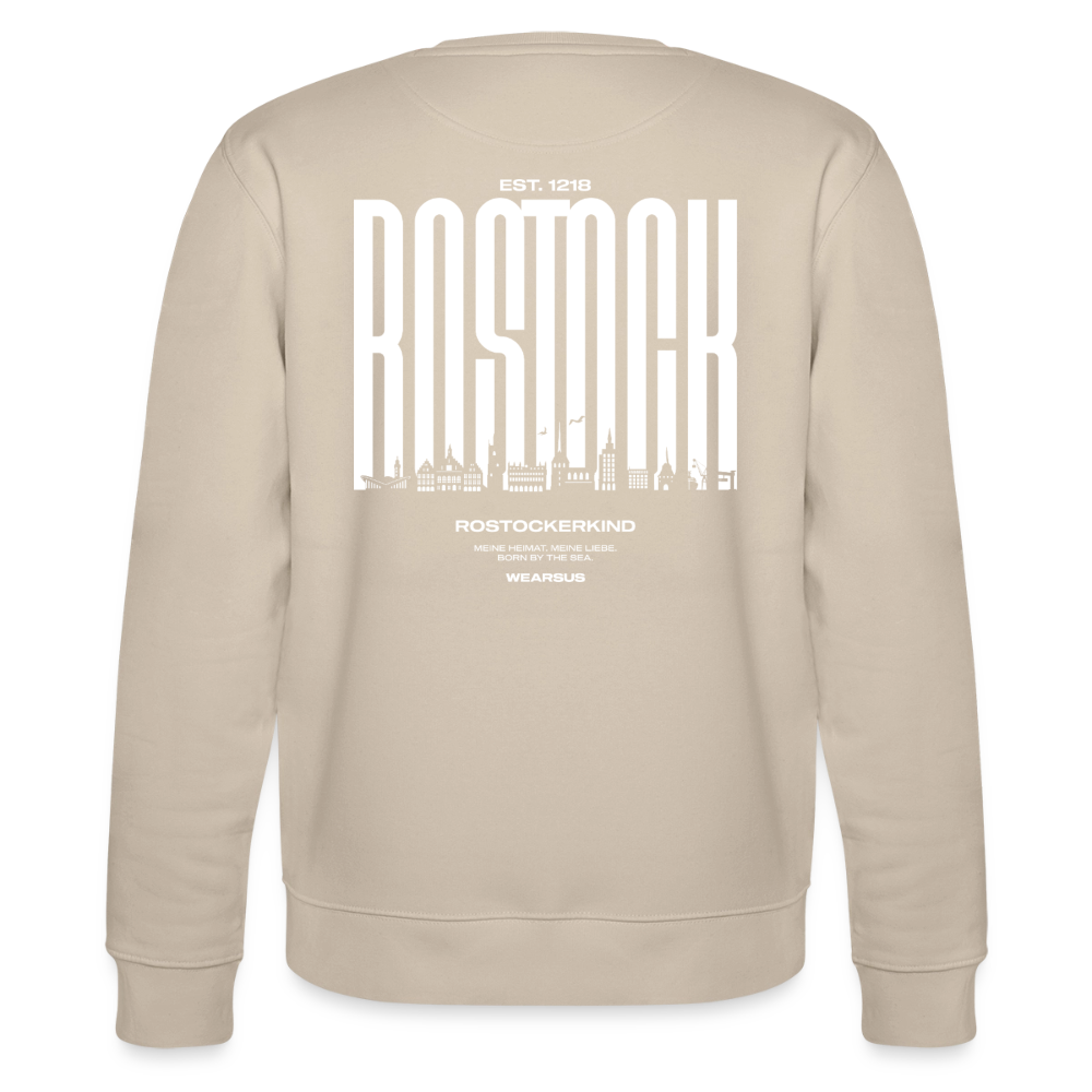 Rostock 'Rostockerkind' Bio Sweatshirt Unisex Back Print - Beige