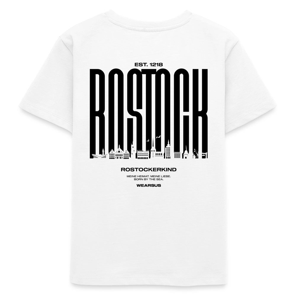 Rostock 'Rostockerkind' Bio T-Shirt Kinder 9-13 Jahre Back Print weiß - Weiß