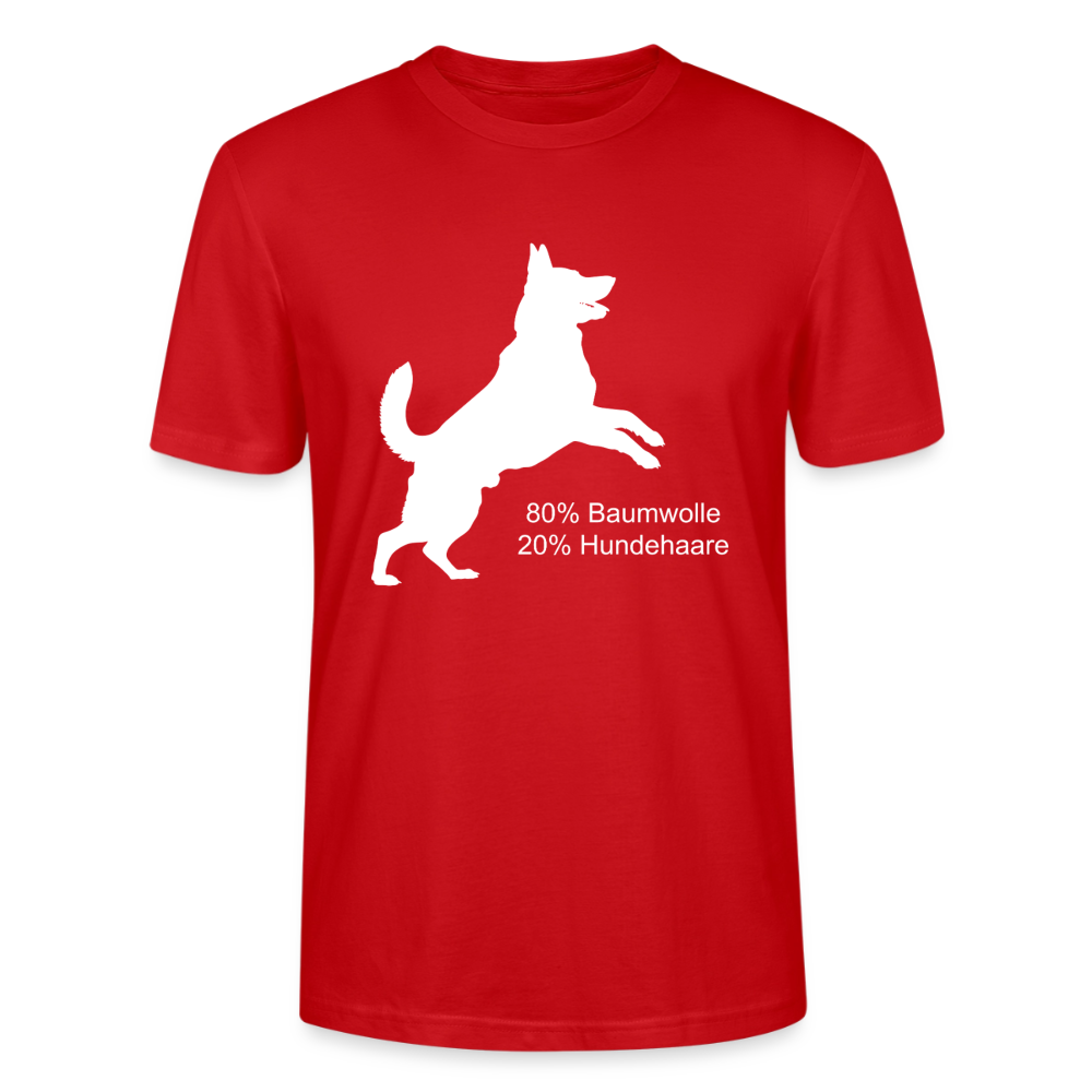 Unisex Sprüche T-Shirt '80% Baumwolle. 20% Hundehaare.' - Rot