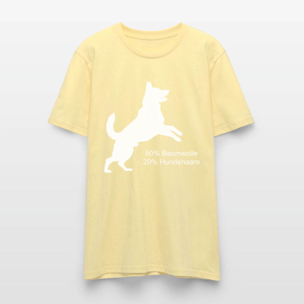 Unisex Sprüche T-Shirt '80% Baumwolle. 20% Hundehaare.' - Creme