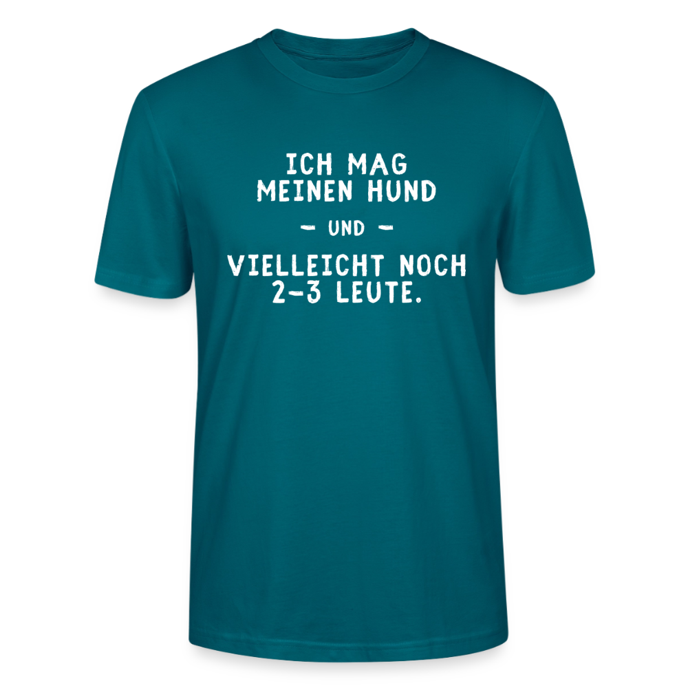 Unisex Sprüche T-Shirt 'Ich mag meinen Hund und vielleicht noch 2-3 Leute.' - Ozeanblau