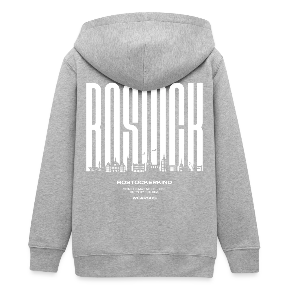 Rostock 'Rostockerkind' Bio Zip Hoodie Kinder 9-13 Jahre - Grau meliert