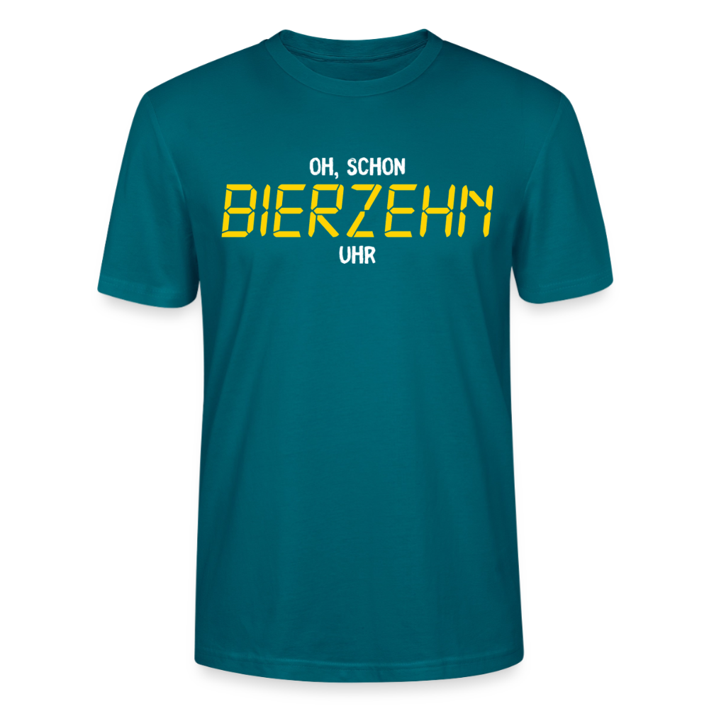 Unisex Sprüche T-Shirt 'Oh, schon Bierzehn Uhr' - Ozeanblau