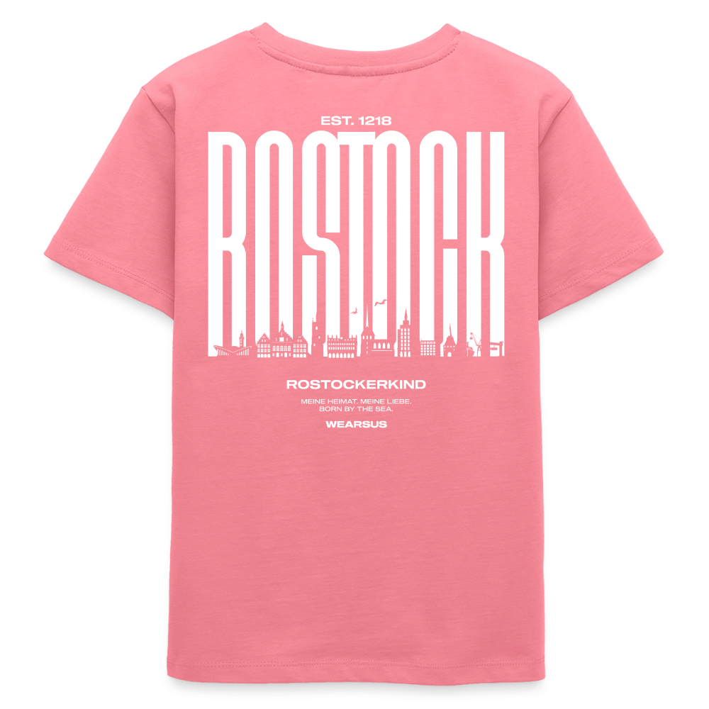 Rostock 'Rostockerkind' Bio T-Shirt Kinder 9-13 Jahre Back Print Farbe - Pink 
